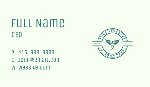 Medical Healthcare Caduceus Business Card Design Image Preview