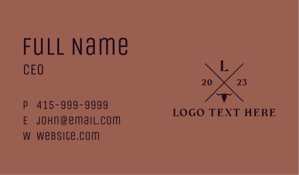 Western Rodeo Letter Business Card Design Image Preview