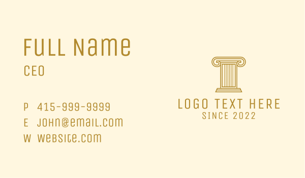 Gold Ancient Column  Business Card Design Image Preview