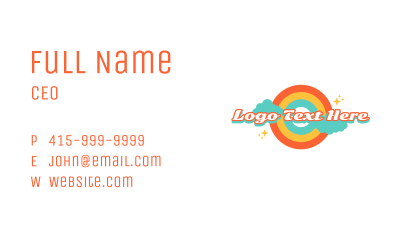 Retro Rainbow Cloud Business Card Image Preview