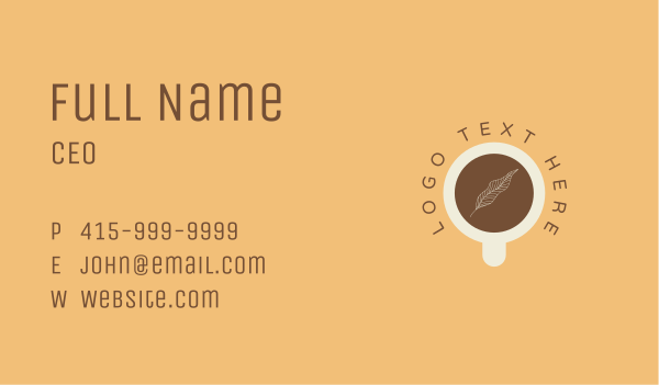 Coffee Cup Leaf Business Card Design Image Preview