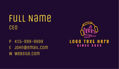 City Skyline Music Bar Business Card Image Preview