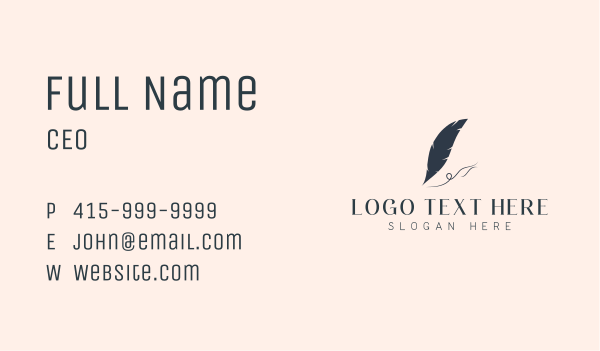Quill Writing Blog Business Card Design Image Preview