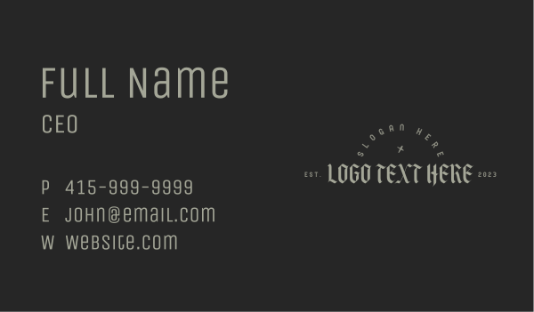 Dark Gothic Wordmark Business Card Design Image Preview