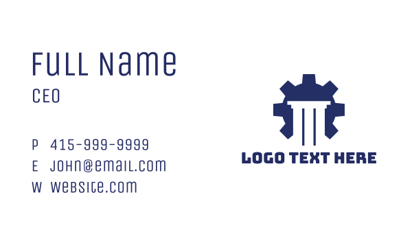 Blue Cog Pillar Business Card Design Image Preview