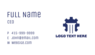 Blue Cog Pillar Business Card Image Preview