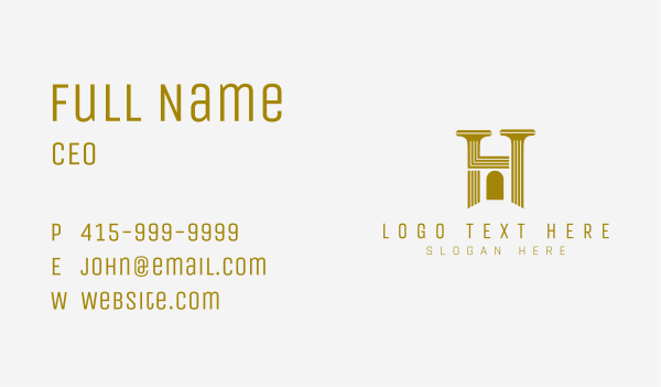 Gold Pillar Architecture Letter H Business Card Design Image Preview