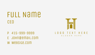 Gold Pillar Architecture Letter H Business Card Image Preview