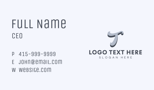 Modern Cursive letter T Business Card Design Image Preview