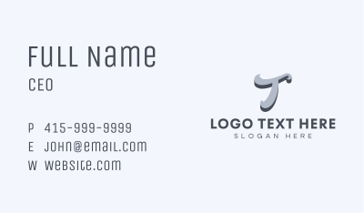 Modern Cursive letter T Business Card Image Preview