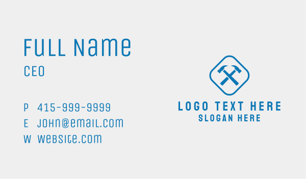 Diamond Hammer Contractor  Business Card Design Image Preview