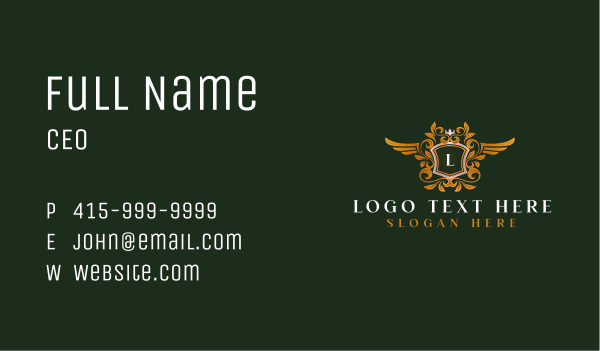 Crown Shield Wings Business Card Design Image Preview