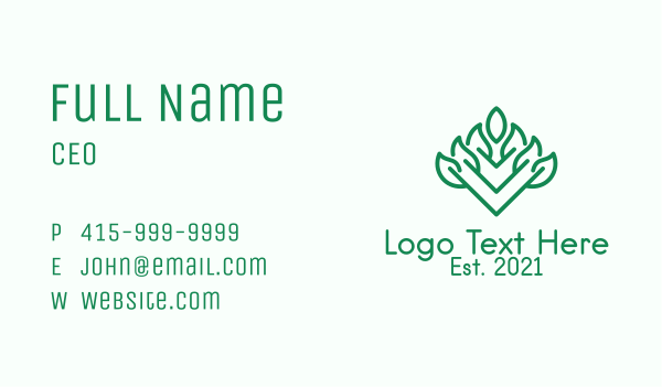 Green Outline Plant  Business Card Design Image Preview