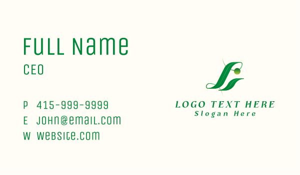 Leaf Letter L Business Card Design Image Preview