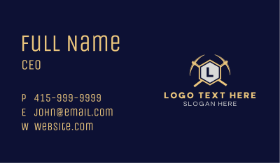 Industrial Pickaxe Hexagon Business Card Image Preview