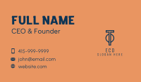 Blue Company Letter T  Business Card Design