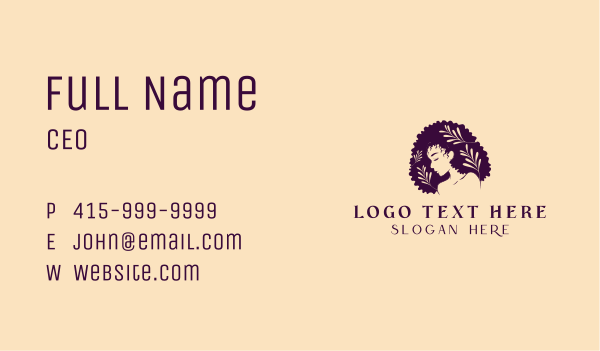 Afro Leaf Woman Business Card Design Image Preview