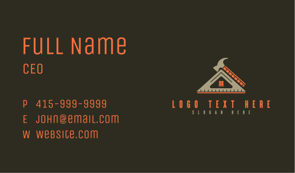 Construction Hammer Ruler Business Card Design Image Preview