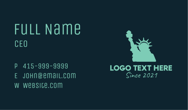 Green Statue of Liberty Business Card Design Image Preview