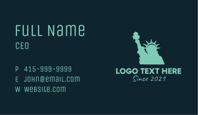Green Statue of Liberty Business Card Image Preview