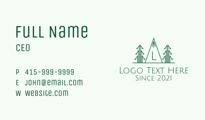 Green Forest Letter Business Card
