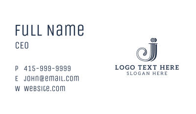 Vintage Business Letter J Business Card Image Preview