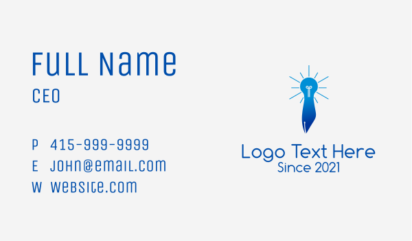 Blue Lightbulb Pen Business Card Design Image Preview
