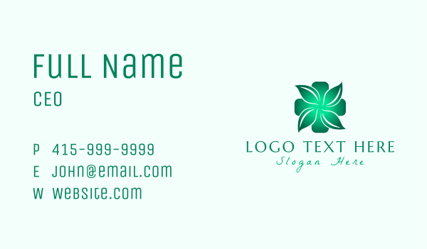 Green Gradient Leaves Cross Business Card Design Image Preview