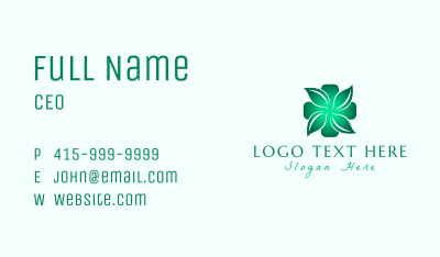 Green Gradient Leaves Cross Business Card Image Preview