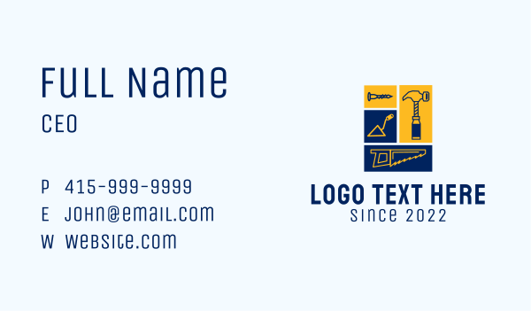 Carpentry Builder Tools  Business Card Design Image Preview
