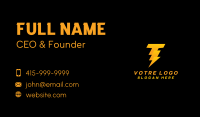 Yellow Thunderbolt Letter T Business Card Design