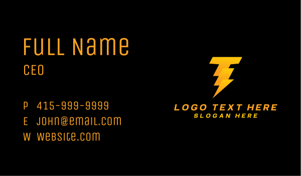 Yellow Thunderbolt Letter T Business Card Design Image Preview