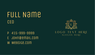 Golden Vine Wreath Shield Business Card Image Preview