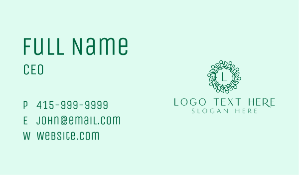 Elegant Leaf Wreath Lettermark Business Card Design Image Preview