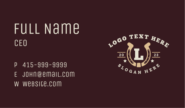 Western Horseshoe Letter Business Card Design Image Preview