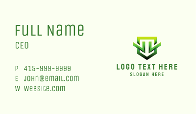 Green Geometric Shield  Business Card Image Preview