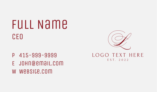 Luxury Script Lettermark Business Card Design Image Preview