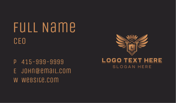 Wings Shield Crown  Business Card Design Image Preview