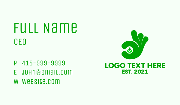Green Hand Plant  Business Card Design Image Preview