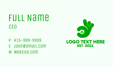 Green Hand Plant  Business Card Image Preview