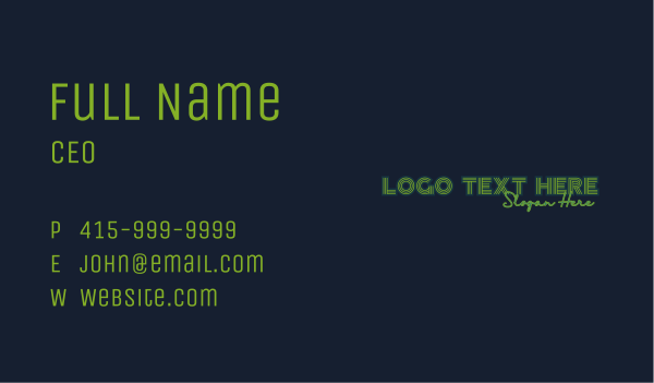 Vintage Neon Wordmark Business Card Design Image Preview