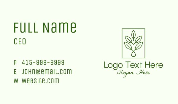 Leaf Droplet Frame Business Card Design Image Preview