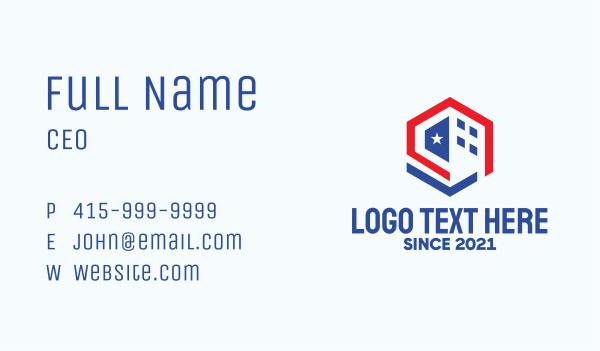 Hexagon American Patriot  Business Card Design Image Preview