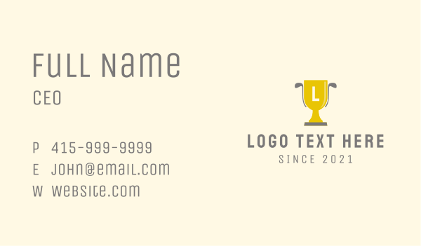 Golf Trophy Letter Business Card Design Image Preview