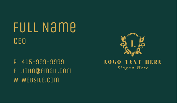 Gold Deluxe Shield Business Card Design Image Preview