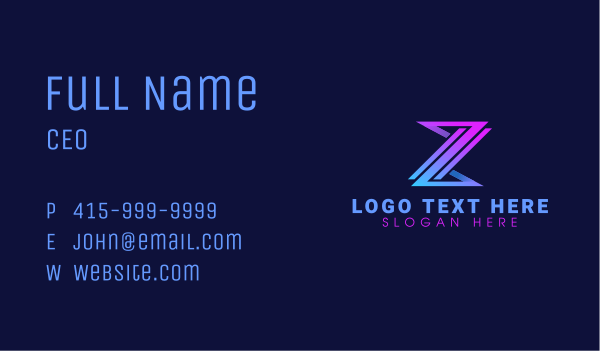 Tech Startup Letter Z Business Card Design Image Preview