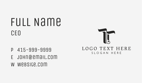 Black Tattoo Letter T Business Card Design Image Preview