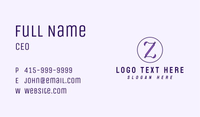 Violet Letter Z Business Card Image Preview