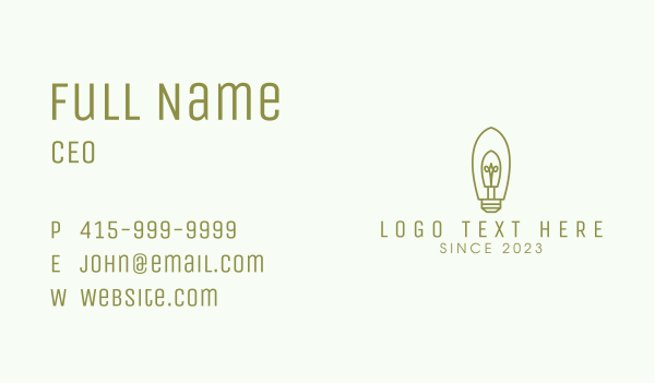 Green Vintage Bulb Business Card Design Image Preview