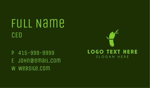 Green Bamboo Footprint Business Card Design Image Preview